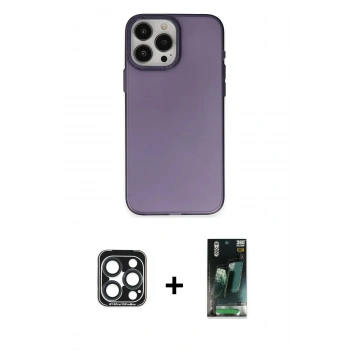 MARSİLYAN™- iPhone 15 Pro Max Kılıf Ahenk Çizgi Prime - Siyah 360 Mat Full Body Arka Koruyucu + PVD Metal Kamera Lens - LT