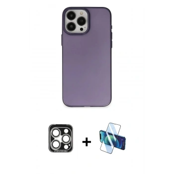 MARSİLYAN™- iPhone 15 Pro Max Kılıf Ahenk Çizgi Prime - Siyah 3D Antistatik Seramik Nano Ekran Koruyucu + PVD Metal Kamera Lens - GS