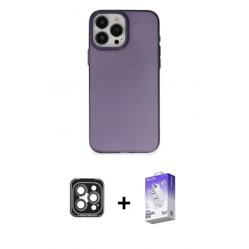 MARSİLYAN™- iPhone 15 Pro Max Kılıf Ahenk Çizgi Prime - Siyah Bilvis 5in1 3D Magic Cam Ekran Koruyucu + PVD Metal Kamera Lens - GI
