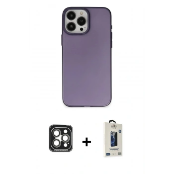 MARSİLYAN™- iPhone 15 Pro Max Kılıf Ahenk Çizgi Prime - Siyah Bilvis Hayalet Cam Ekran Koruyucu + PVD Metal Kamera Lens - GI