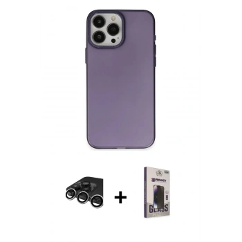MARSİLYAN™- iPhone 15 Pro Max Kılıf Ahenk Çizgi Prime - Siyah Bilvis Hayalet Cam Ekran Koruyucu + Raze Metal Kamera Lens - GS