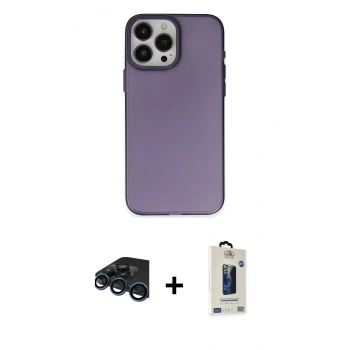 MARSİLYAN™- iPhone 15 Pro Max Kılıf Ahenk Çizgi Prime - Siyah Bilvis Hayalet Cam Ekran Koruyucu + Raze Metal Kamera Lens - LT