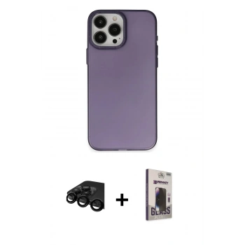 MARSİLYAN™- iPhone 15 Pro Max Kılıf Ahenk Çizgi Prime - Siyah Bilvis Hayalet Cam Ekran Koruyucu + Raze Metal Kamera Lens - SH