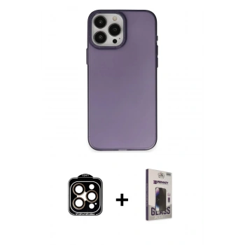 MARSİLYAN™- iPhone 15 Pro Max Kılıf Ahenk Çizgi Prime - Siyah Bilvis Hayalet Cam Ekran Koruyucu + PVD Metal Kamera Lens - TU