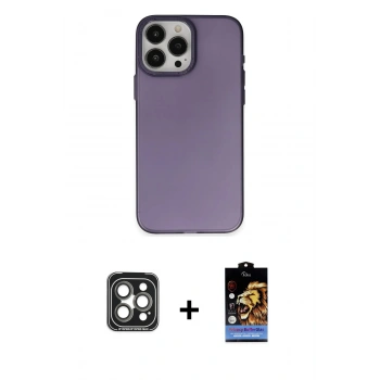 MARSİLYAN™- iPhone 15 Pro Max Kılıf Ahenk Çizgi Prime - Siyah Buffer Hayalet Cam Ekran Koruyucu + PVD Metal Kamera Lens - GI