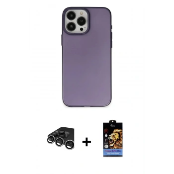 MARSİLYAN™- iPhone 15 Pro Max Kılıf Ahenk Çizgi Prime - Siyah Buffer Hayalet Cam Ekran Koruyucu + Raze Metal Kamera Lens - GS