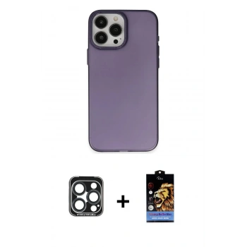 MARSİLYAN™- iPhone 15 Pro Max Kılıf Ahenk Çizgi Prime - Siyah Buffer Hayalet Cam Ekran Koruyucu + PVD Metal Kamera Lens - LT