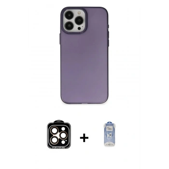 MARSİLYAN™- iPhone 15 Pro Max Kılıf Ahenk Çizgi Prime - Siyah Joko Magic 5D Cam + PVD Metal Kamera Lens - TU