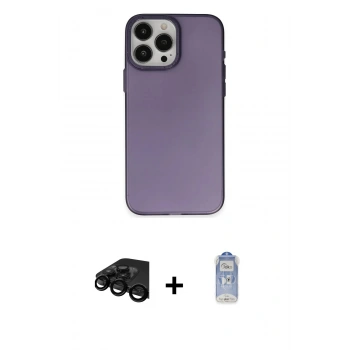 MARSİLYAN™- iPhone 15 Pro Max Kılıf Ahenk Çizgi Prime - Siyah Joko Magic 5D Cam + Raze Metal Kamera Lens - SH