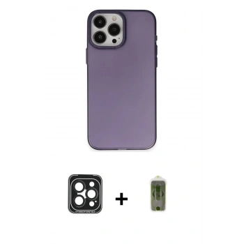 MARSİLYAN™- iPhone 15 Pro Max Kılıf Ahenk Çizgi Prime - Siyah Joko Magic 5D Hayalet Cam + PVD Metal Kamera Lens - SH