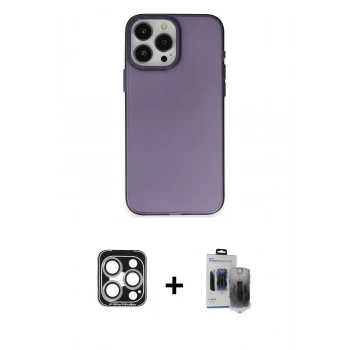 MARSİLYAN™- iPhone 15 Pro Max Kılıf Ahenk Çizgi Prime - Siyah Vanessa Magic Hayalet Cam + PVD Metal Kamera Lens - GS