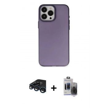 MARSİLYAN™- iPhone 15 Pro Max Kılıf Ahenk Çizgi Prime - Siyah Vanessa Magic Hayalet Cam + Raze Metal Kamera Lens - LT
