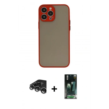MARSİLYAN™- iPhone 15 Pro Max Kılıf Ahenk Çizgi Serisi - Şeffaf 360 Full Body Arka Koruyucu + Raze Metal Kamera Lens - GS