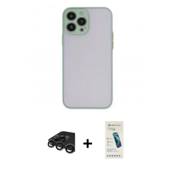 MARSİLYAN™- iPhone 15 Pro Max Kılıf Ahenk Çizgi Serisi - Şeffaf Pasifik Cam Ekran Koruyucu + Raze Metal Kamera Lens - TMGI