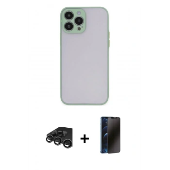 MARSİLYAN™- iPhone 15 Pro Max Kılıf Ahenk Çizgi Serisi - Siyah 3D Antistatik Hayalet Cam Ekran Koruyucu + Raze Metal Kamera Lens - TMGI