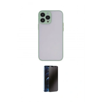 MARSİLYAN™- iPhone 15 Pro Max Kılıf Ahenk Çizgi Serisi - Siyah 3D Antistatik Hayalet Cam Ekran Koruyucu