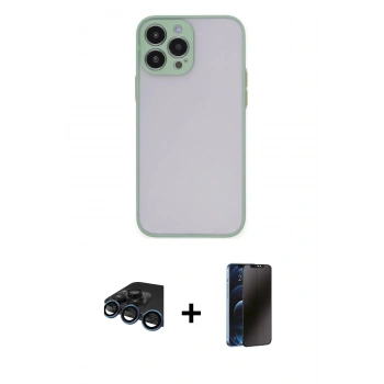 MARSİLYAN™- iPhone 15 Pro Max Kılıf Ahenk Çizgi Serisi - Siyah 3D Antistatik Hayalet Cam Ekran Koruyucu + Raze Metal Kamera Lens - LT