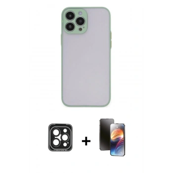 MARSİLYAN™- iPhone 15 Pro Max Kılıf Ahenk Çizgi Serisi - Siyah 3D Antistatik Mat Seramik Nano Ekran Koruyucu + PVD Metal Kamera Lens - SH