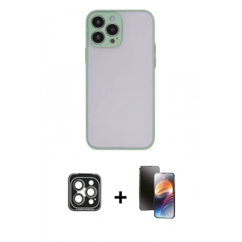 MARSİLYAN™- iPhone 15 Pro Max Kılıf Ahenk Çizgi Serisi - Siyah 3D Antistatik Mat Seramik Nano Ekran Koruyucu + PVD Metal Kamera Lens - GI