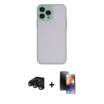 MARSİLYAN™- iPhone 15 Pro Max Kılıf Ahenk Çizgi Serisi - Siyah 3D Antistatik Mat Seramik Nano Ekran Koruyucu + Raze Metal Kamera Lens - SH