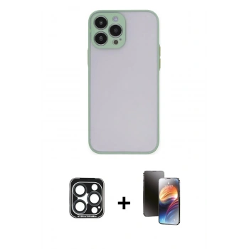 MARSİLYAN™- iPhone 15 Pro Max Kılıf Ahenk Çizgi Serisi - Siyah 3D Antistatik Mat Seramik Nano Ekran Koruyucu + PVD Metal Kamera Lens - LT