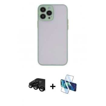 MARSİLYAN™- iPhone 15 Pro Max Kılıf Ahenk Çizgi Serisi - Siyah 3D Antistatik Seramik Nano Ekran Koruyucu + Raze Metal Kamera Lens - SH