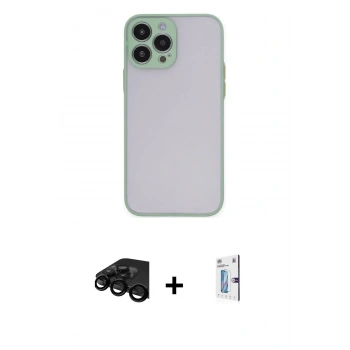 MARSİLYAN™- iPhone 15 Pro Max Kılıf Ahenk Çizgi Serisi - Siyah Bilvis 0.18mm Plus Cam Ekran Koruyucu + Raze Metal Kamera Lens - SH