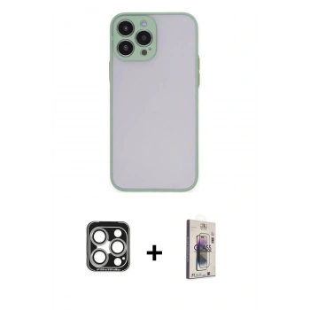 MARSİLYAN™- iPhone 15 Pro Max Kılıf Ahenk Çizgi Serisi - Siyah Bilvis 3D Cam Ekran Koruyucu + PVD Metal Kamera Lens - GS