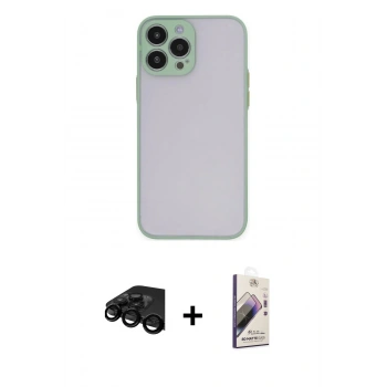 MARSİLYAN™- iPhone 15 Pro Max Kılıf Ahenk Çizgi Serisi - Siyah Bilvis 3D Mat Cam Ekran Koruyucu + Raze Metal Kamera Lens - SH
