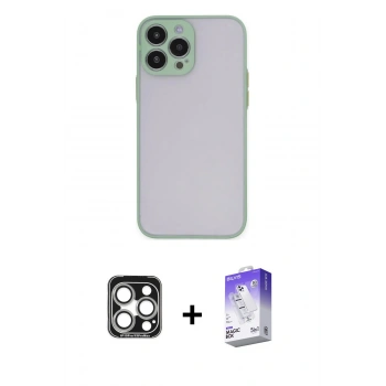 MARSİLYAN™- iPhone 15 Pro Max Kılıf Ahenk Çizgi Serisi - Siyah Bilvis 5in1 3D Magic Cam Ekran Koruyucu + PVD Metal Kamera Lens - GS