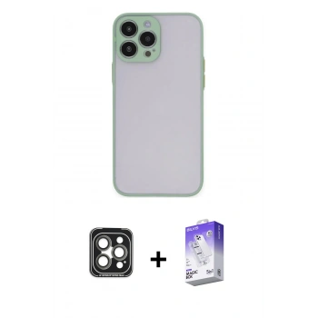 MARSİLYAN™- iPhone 15 Pro Max Kılıf Ahenk Çizgi Serisi - Siyah Bilvis 5in1 3D Magic Cam Ekran Koruyucu + PVD Metal Kamera Lens - GI