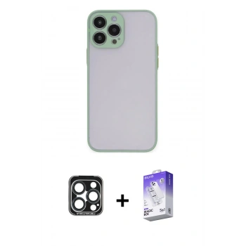MARSİLYAN™- iPhone 15 Pro Max Kılıf Ahenk Çizgi Serisi - Siyah Bilvis 5in1 3D Magic Cam Ekran Koruyucu + PVD Metal Kamera Lens - LT