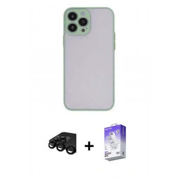 MARSİLYAN™- iPhone 15 Pro Max Kılıf Ahenk Çizgi Serisi - Siyah Bilvis 5in1 3D Magic Cam Ekran Koruyucu + Raze Metal Kamera Lens - SH