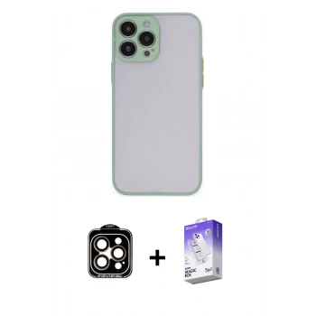 MARSİLYAN™- iPhone 15 Pro Max Kılıf Ahenk Çizgi Serisi - Siyah Bilvis 5in1 3D Magic Cam Ekran Koruyucu + PVD Metal Kamera Lens - TU