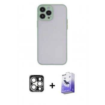 MARSİLYAN™- iPhone 15 Pro Max Kılıf Ahenk Çizgi Serisi - Siyah Bilvis 5in1 5D Magic Hayalet Cam Ekran Koruyucu + PVD Metal Kamera Lens - GS