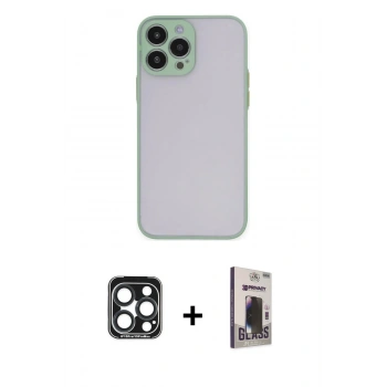 MARSİLYAN™- iPhone 15 Pro Max Kılıf Ahenk Çizgi Serisi - Siyah Bilvis Hayalet Cam Ekran Koruyucu + PVD Metal Kamera Lens - LT