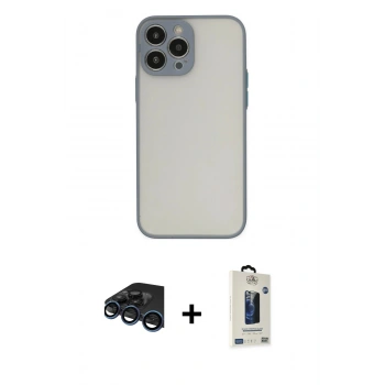 MARSİLYAN™- iPhone 15 Pro Max Kılıf Ahenk Çizgi Serisi - Siyah Bilvis Hayalet Cam Ekran Koruyucu + Raze Metal Kamera Lens - LT