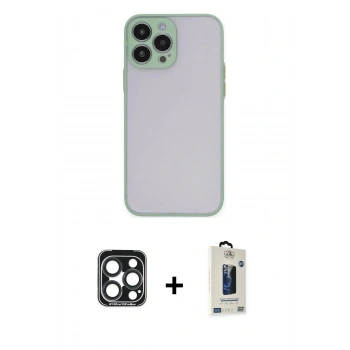 MARSİLYAN™- iPhone 15 Pro Max Kılıf Ahenk Çizgi Serisi - Siyah Bilvis Hayalet Cam Ekran Koruyucu + PVD Metal Kamera Lens - LT