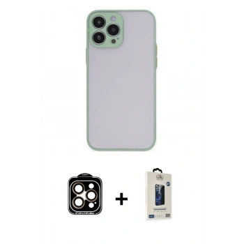 MARSİLYAN™- iPhone 15 Pro Max Kılıf Ahenk Çizgi Serisi - Siyah Bilvis Hayalet Cam Ekran Koruyucu + PVD Metal Kamera Lens - TU