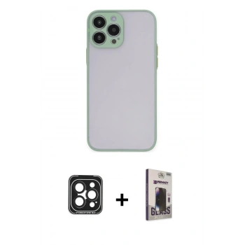 MARSİLYAN™- iPhone 15 Pro Max Kılıf Ahenk Çizgi Serisi - Siyah Bilvis Hayalet Cam Ekran Koruyucu + PVD Metal Kamera Lens - SH