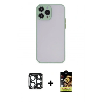 MARSİLYAN™- iPhone 15 Pro Max Kılıf Ahenk Çizgi Serisi - Siyah Buffer Cam Ekran Koruyucu + PVD Metal Kamera Lens - LT