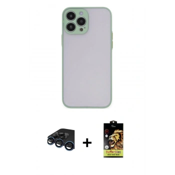 MARSİLYAN™- iPhone 15 Pro Max Kılıf Ahenk Çizgi Serisi - Siyah Buffer Cam Ekran Koruyucu + Raze Metal Kamera Lens - LT