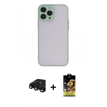 MARSİLYAN™- iPhone 15 Pro Max Kılıf Ahenk Çizgi Serisi - Siyah Buffer Cam Ekran Koruyucu + Raze Metal Kamera Lens - SH