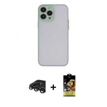 MARSİLYAN™- iPhone 15 Pro Max Kılıf Ahenk Çizgi Serisi - Siyah Buffer Cam Ekran Koruyucu + Raze Metal Kamera Lens - TMGI