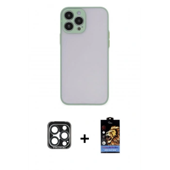 MARSİLYAN™- iPhone 15 Pro Max Kılıf Ahenk Çizgi Serisi - Siyah Buffer Hayalet Cam Ekran Koruyucu + PVD Metal Kamera Lens - LT