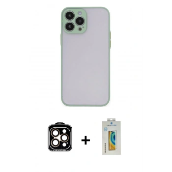 MARSİLYAN™- iPhone 15 Pro Max Kılıf Ahenk Çizgi Serisi - Siyah Polymer Nano Ekran Koruyucu + PVD Metal Kamera Lens - TU
