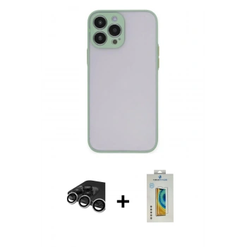 MARSİLYAN™- iPhone 15 Pro Max Kılıf Ahenk Çizgi Serisi - Siyah Polymer Nano Ekran Koruyucu + Raze Metal Kamera Lens - GS