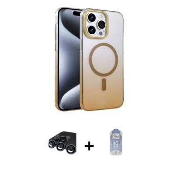MARSİLYAN™- iPhone 15 Pro Max Kılıf Ahenk Doku Özel Seri - Siyah Joko Magic 5D Cam + Raze Metal Kamera Lens - LT