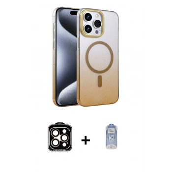 MARSİLYAN™- iPhone 15 Pro Max Kılıf Ahenk Doku Özel Seri - Siyah Joko Magic 5D Cam + PVD Metal Kamera Lens - TU
