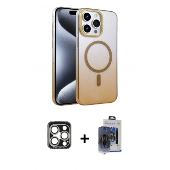 MARSİLYAN™- iPhone 15 Pro Max Kılıf Ahenk Doku Özel Seri - Siyah Vanessa Magic Cam + PVD Metal Kamera Lens - GS